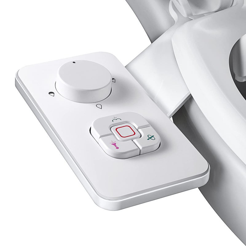 SAMODRA Bidet Attachment, Non-Electric Cold Water Bidet Toilet Seat Attachment with Pressure Controls, Retractable Self-Cleaning Dual Nozzles for Frontal & Rear Wash - White - Image 1